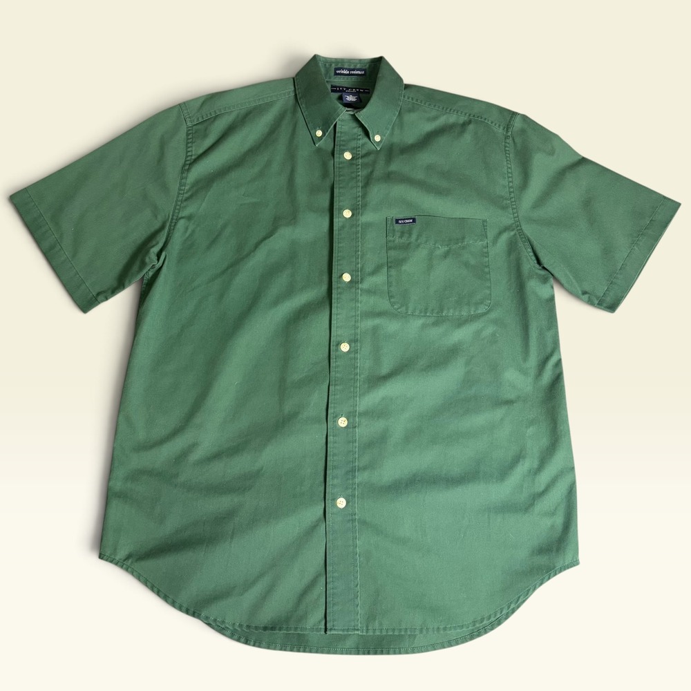 Ivy Crew Mens Forest Green Short Sleeve Button Down Shirt Wrinkle Resistant XL
